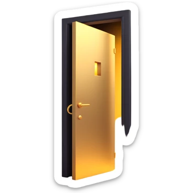 door being unlocked, golden light pouring through the crack sticker