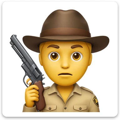 Standard yellow face emoji with a gun in its mouth sticker