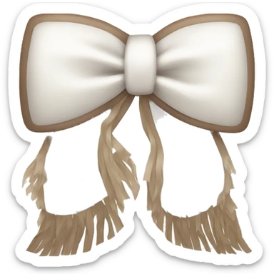 White bow with brown fluffy fringe sticker
