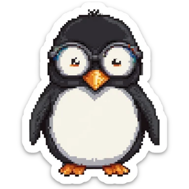 cute penguin head with round glasses, smart looking sticker