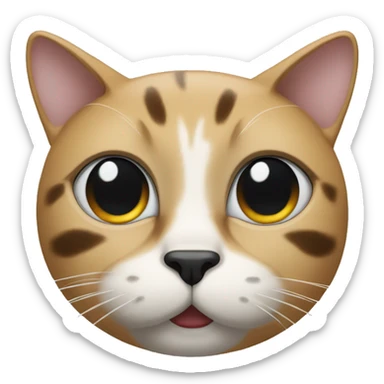 The cat’s face is clear white with a contrast black spot under the nose, shaped like a mustache. Big dark spots on the forehead and near the ears. sticker