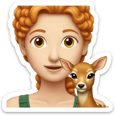 Beautiful ginger lady with a fawn  sticker