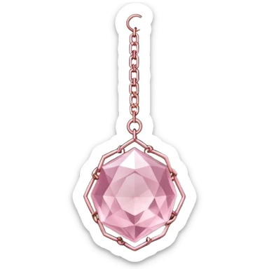 Rose-pink-metal-chained rose-quartz-crystallic romantic delicate fine pretty suncatcher  sticker