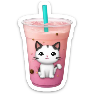 Boba tea with cats sticker