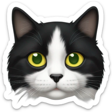 black and white cat and green-yellow eyes sticker