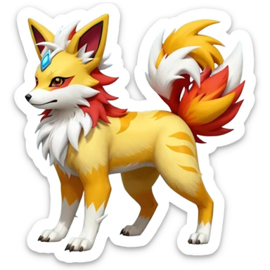 Feral Quadrupedal Digitigrade Electrike-Jolteon-Lycanroc-Furret-Renamon-Zeraora-fusion-hybrid-creature, full body  sticker