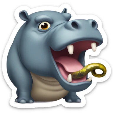 Angry hippo with a snake head sticker