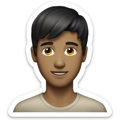 White boy short black hair with bangs brown eyes sticker