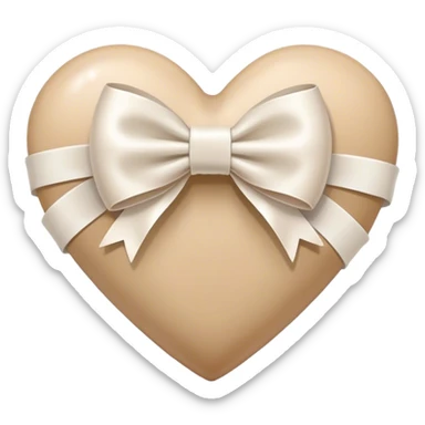 Heart beige white bow  sticker