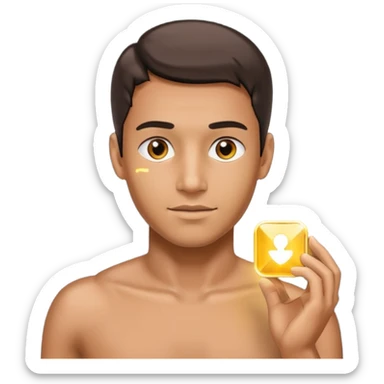 a man with a small AI chip next to him sticker