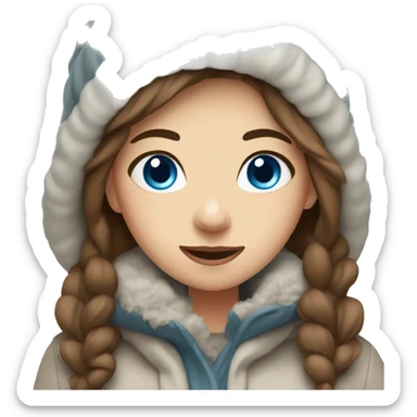 GIRL with blue eyes and brown hair in winter outfit sticker