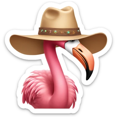 Flamingo wearing cowboy hat sticker