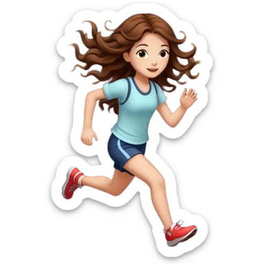 cute woman long wavy brown hair tattoos running from fireflies sticker