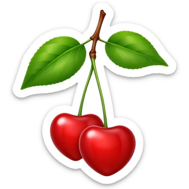 Red cherry with green leaves sticker