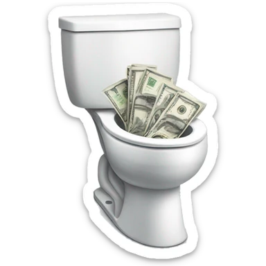 toilet bowl and money
 sticker