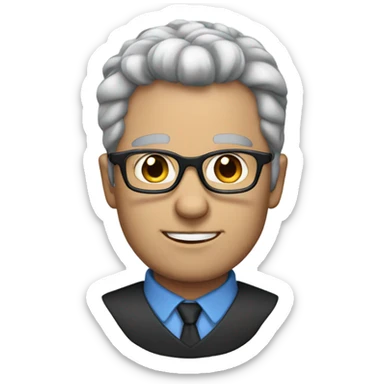 Man with black grey hair blue eyes and glasses  sticker