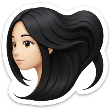 back view of long black hair sticker