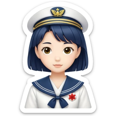 Cute Japanese high school girl in traditional sailor uniform with pleated skirt sticker