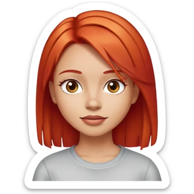 a girl with straight red dyed hair and light skin sticker