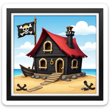 old pirate's house with skull flag sticker