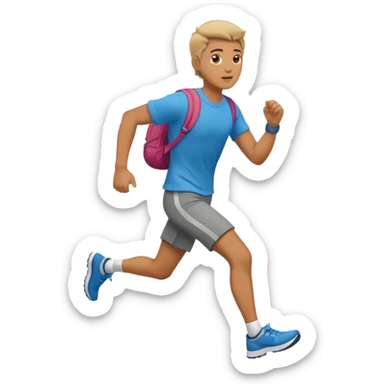 man running to the right, full body, walking clothes sticker