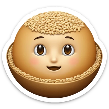 a single sesame seed, iOS emoji style, with a glossy highlight sticker