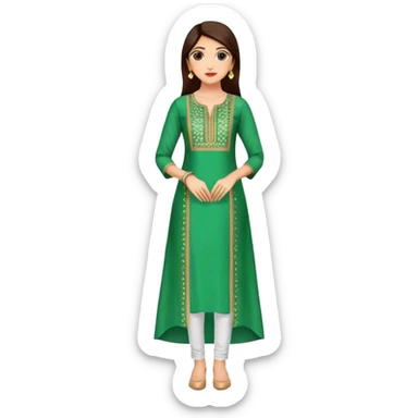 A-line green kurti with mirror work and side slits sticker