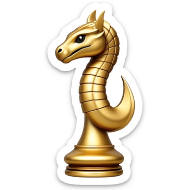 cobra mixed with knight chess piece golden emoji, 4k ultra-realistic cobra-knight sticker