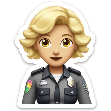 Blonde female in pink rainbow police outfit sticker