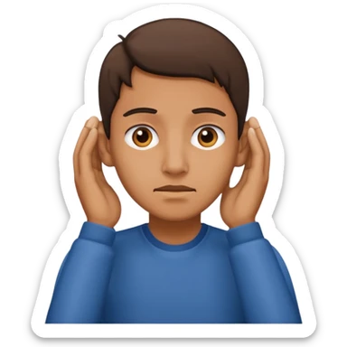 Saying sorry while holding ear sticker