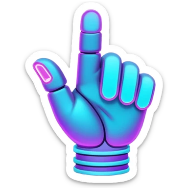 futuristic glowing thumbs down, neon purple and cyan glow, dark background, digital tech style
 sticker