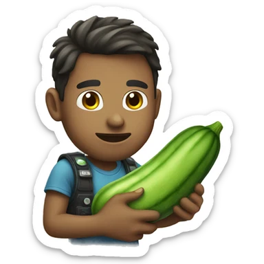 gamer holding a cucumber sticker