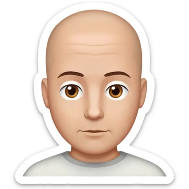 Bald very short buzz cut brown hair dad white with brown eyes  sticker