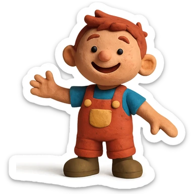 niño feliz en estilo claymation, plastilina sticker