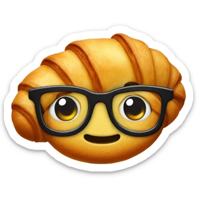 Croissant with a nerd face sticker