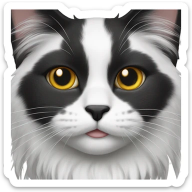 half Black and half white long hair cat with black spot on muzzle sticker