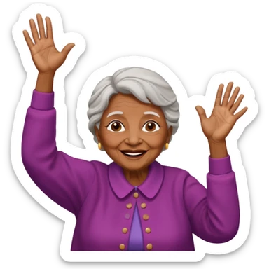 Old lady hands up raise the roof dancing  sticker