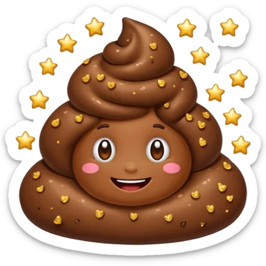 Poop with a cute smile and sparkles around it sticker