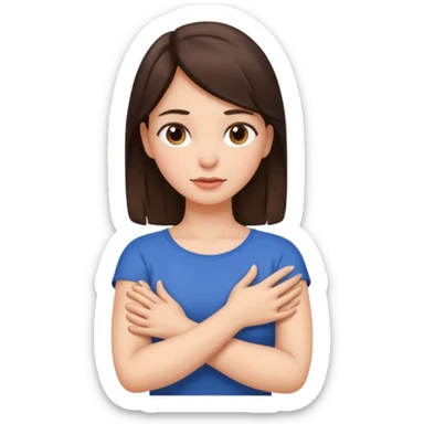 Arms crossed holding neck brunette girl sticker