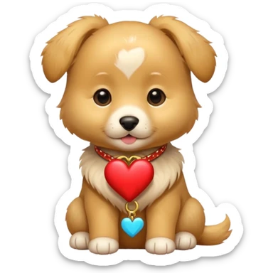 valentine's day themed puppy sticker