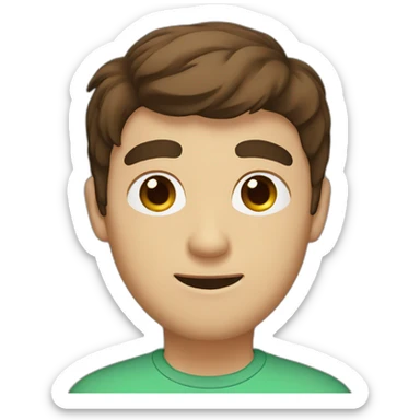 guy with brown hair and brown eyes and bushy brown eyebrows with a computer sticker