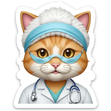 doctor cat, surgical mask sticker