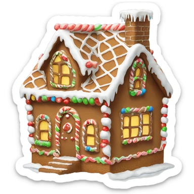 A detailed gingerbread house with icing snow and candy accents sticker
