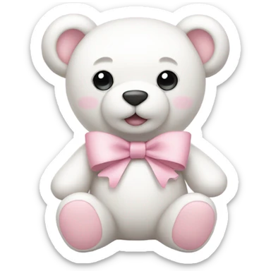 white teddy bear with pastel pink bows sticker