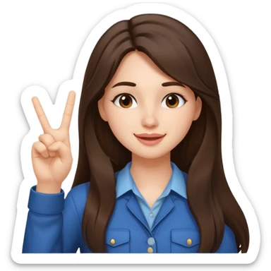 girl architect - brunette - 20 years old cute pose - long hair girl without eye glasses. pretty girl. do a kissy face and her holding up the peace sign sticker