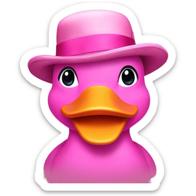 Pink duck with hat and bow tie sticker