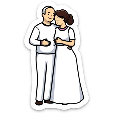 married couple, husband and wife embracing sticker