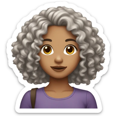 lightskin girl with brown curly hair sticker