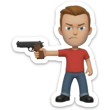grumpy Coca-cola emoji with someone putting a gun to the head sticker
