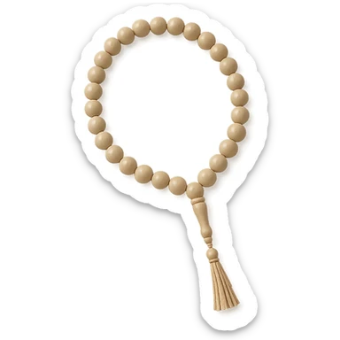 a tasbih (prayer beads) in beige color, elegant and simple, no background sticker